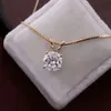 Minimalistisk fin smycken 14k gul guld GRA -certifierad 8mm 2ct Solitaire D VVS Moissanite Diamond Pendant Box Chain Necklace