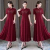 Sıradan elbiseler Çin vintage geliştirilmiş üst düzey düğün cheongsam yaka moda ağır endüstri dantel elbise kadın giyim uzun qipao