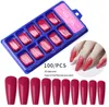 Full Finger Nail Tips Ballet False Nails 100pcsbox Solid Colorful French Style 2021 New Design2951323