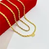 Halsband örhängen set gult guld pläterat för män kvinnor 3mm vridna kedja armband 2 st retro smycken tillbehör parti gåvor