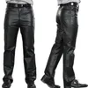 M-7xl Plus Size Fashion Leather Pants Motorcycle Pants Men Genuine Leather Straight Men's Flat Zipper Regular279G