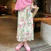 Jupes plis Floral femmes jupe été a-ligne taille haute plage vacances Midi décontracté mode coréenne Mujer Faldas