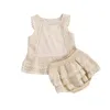 Clothing Sets 2Pcs Fashion Kids Baby Girl Summer Clothes Set Lace Cotton Sleeveless Tank Tops Ruffle Shorts Pants Outfit 6M-4Y