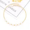 Strand Simple Elegant Copper Coil Small Pearl Armband For Women Open Bangles Charm Banquet Engagement Jewelry Party Gift