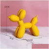 Decoratieve objecten beeldjes Hond Scpture Ballon Kunst Standbeeld Mini Collectible Figuur Woondecoratie Hars Beeldje Bureau Accessoires Dhmuf