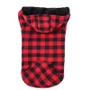 Dog Plaid Hoodie Warm Coat,Hoodie Jacket, Outdoor Warm Dog Winter Coats, Cold Weather Dog Vest Apparel for Small Medium Large Dogs,Black&Red