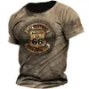 Mens Tshirts Vintage T Shirts For 3D Print American Top Short Sleeve Overdized Tee Hip Hop Oneck 66 Route Tshirts Clothing Camiseta 230404