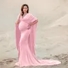 Umstandskleider One-Shoulder-Schwangerschaftskleid Sommerschwangerschaft Po Shooting Tail Maxi Langes Kleid Schwangerschaft Po Cloak Tail Dress 230404