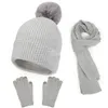 Boll Caps Womenmen Autumn Winter Warm Cute Wool Hat Scarf Handskar Set Män kvinnor