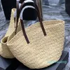 Top 52cm Grand sac fourre-tout en paille Sacs à provisions simple épaule portable femme décontractée Plage vacances designer sac à main 45 Vacances Lafite herbe Sacs tissés y