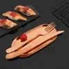 Cuchillos, 6 uds., juego de cubiertos de acero inoxidable dorado con espejo, cuchillo afilado para filete de cena, vajilla para mesa de hogar, cubiertos