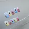 Faux Ongles Presse À La Main Sur Court Mignon Étoiles Colorées Avec Colle Portable Kawaii Couverture Complète Faux Ongles Conseils