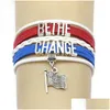 Charm-Armbänder 10 Stück/Lot Infinity Love Bethe Change Trump Flag Charms Armbänder Armreifen Ledergeflecht Wickelarmband Männer Frauen Mode Dhuiy