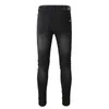 Jeans pour hommes Noir Streetwear Mode Slim Fit Creux Trous Endommagés Impression Lettres Motif Ange Imprimé Skinny Stretch 230404