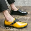 Dress Shoes Fashion Men's Classic Retro Brogue Mens Yellow Red Business Office Flats Men Wedding Party Oxfords Sizes 38-47