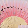 Party Favor Silk Chinese Japanese Style Folding Fan Home Decoration Ornaments Mönster Art Craft Gift Wedding Dance Supplies Drop Del Dhwhm