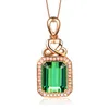 Halsband Emerald Green Tourmaline Crystal Pendant 18K Rose Gold Halsband Kvinnor Fashion Birthday Present