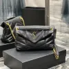 Top -Griff Fashion Beach Artsy Puffer Bag Designer echte Schaf Leder Schwarze Geldbörse Damen Mann Reisen Taschen Luxus große Tasche Handtasche Schulter Clutch Yslybags