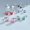 Unisexe 925 argent sterling or plaqué blanc bleu rose rouge bleu bleu noir Moissanite en diamant boucles d'oreilles étalons pour hommes femmes beaux cadeaux