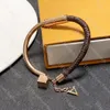 Brown Leather Bracelet Designer Charm Bracelet For Women Luxury 14K Magnetic Bangle Fashion Couple Lock Rope Party Social Christmas Lover Gift