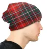 Berretti Rosso Moderno Tartan Plaid Cofano Beanie Cappelli di Lavoro a Maglia Uomo Donna Fresco Unisex Moda Percalle Caldo Inverno Skullies Berretti Berretti