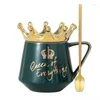 Mugs Creative Crown Ceramic Mug Pink Cute Coffee Nordic Milk Cup With Spoon Lids Water Holiday Souvenirs Gift