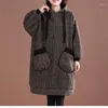 Women's Hoodies Winter Loose Large Size Plus Velvet Padded Sweatshirt Dress Women's Mid-Length Retro Hooded Woolen Tunic Jacket Casual