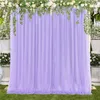 Bröllop Bakgrundsgardin Chiffon Fabric Outdoor Drapery For Wedding Party Curtain Panels med stavfickor Hemfönsterdekor