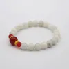 Bangle Women Charm Jewelry Accessories Genuine Silky DuShan Jade Beaded Natural White With Red Agate Bead DIY Elastic Bracelets