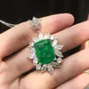 Wong Rain Vintage 100% 925 Sterling Silver Created Moissanite Emerald Gemstone Wedding Pendent Necklace Fine Jewelry Whole LJ23046