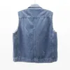 Coletes femininos 2023 Spring e Autumn Moda Denim Vest Feminino Casual Casual Casual Jaqueta Sem Matada