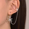 S3839 Modna biżuteria Rhinestone Snow Ear Clip dla kobiet Łańcuch Snowflake Change Ear Mankiet Pojedyncze kolczyki