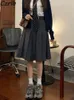 Skirts The wrinkling skills of wearing underwear preppy style retro knee length and a casual and simple all-round college girl from Korea 230404