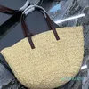 Top 52cm große Tragetasche Stroh Einkaufstaschen einzelne Schulter tragbare lässige Strandurlaub Designer Handtasche 45 Urlaub Lafite Gras gewebte Taschen y