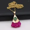 Pendant Necklaces Metal Chain Healing Energy Necklace Natural Druzy Agat Crystal Minerals Gem Stone Choker Charms Jewelry