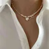 Foxanry 925 collier en argent Sterling pour les femmes à la mode élégant asymétrie chaîne perles lisse amour coeur mariée bijoux amant cadeaux2816