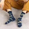 Chaussettes pour hommes 3 paires/lot printemps et automne mi-mollet commerce extérieur Camouflage armée vert sous-vêtements chaussettes en coton de haute qualité