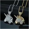 Anhänger Halsketten Mikro Gepflasterte Zirkonia Bling Iced Out Anhänger Halskette Für Frauen Männer Hip Hop Rapper Schmuck Drop Lieferung Juwel Dhe6G