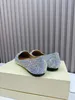 High Quality Pumps Covered in Crystal Flat Women Sandals Slip on Solid Loafers Pointed Toe Buckle Casual Shoes Summer Fashion