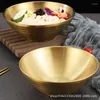 Dinnerware Sets Wholesale of Gold Noodles 304 Aço inoxidável Bowl Creative Bamboo Chap