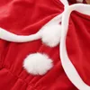 Abiti da ragazza Bambini Ragazze Natale Cosplay Costume da Babbo Natale Baby X-Mas Outfit 2 pezzi Set Abito da principessa Mantello con cappuccio per 1-5 anni