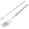 Dinnerware Sets Extendable Fork Stainless Steel Long Cutlery Dinner Set Kitchen Accessories Fruit Tools