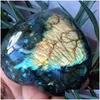 Dekorativa föremål Figurer labradorite Heart Moonstone Positive Energy Reiki Gems Crystal Healing Drop Delivery Home Garden Deco DH7RB