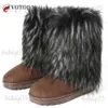 Votoda New Women Faux Fur Snow Warm Plush Plush plush Fluffy Winter Fashion Furry Shoes Woman Buzzy Boots T231104
