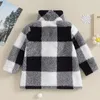 Jaquetas 1-5y crianças xadrez manga longa turn-down colarinho botão fechamento jaqueta bebê outwear crianças outono inverno roupas