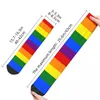 Chaussettes pour hommes Harajuku Rainbow Flag Soccer Boho Lgbt Pride Yaoi Polyester Tube moyen pour unisexe