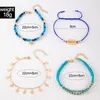 Anklets Böhmen Runda hängsmycken Anklet Set For Women Girl Simple Shell Blue Beads Multilayer Foot Chains Jewelry Beach 24346