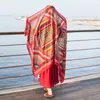 Écharpes Coton et lin Imprimé en soie Écharpe Seaside Summer Suncreen Châle Bohemian plage femelle Turban