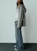 Kvinnors jeans 2023 Höst- och vinterhögt midja breda ben Boxer Briefs staplad design