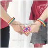 Autres bracelets Népal Rainbow Lesbiennes Gays Biuals Transgenres Bracelets Pour Femmes Filles Fierté Tissé Bracelet Tressé Hommes Couple Amis Dh0Wa